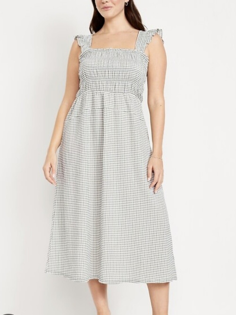 Old Navy Black and White Gingham Midi Dress